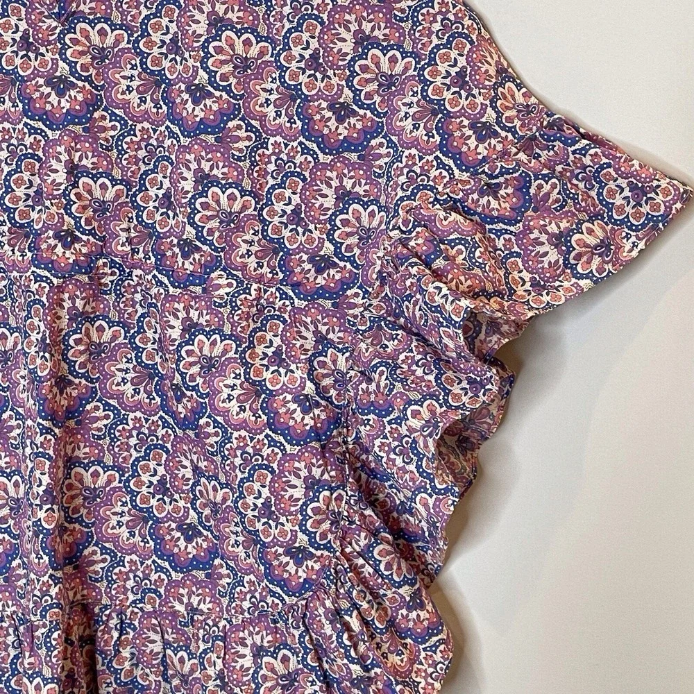 Mini Boden Printed Poncho Kaftan Swim Coverup Lupin Peach Paisley‎ Print Trip 3T